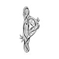 Rune Thurisaz, Thurs. Wooden doodle style. A magical amulet of power, strength and protection. Hammer of Thor. Elder