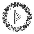 Rune Thurisaz Tor Thorn in a circle - an ancient Scandinavian symbol or sign, amulet. Viking writing. Hand drawn outline vector