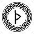 Rune Thurisaz Tor Thorn in a circle - an ancient Scandinavian symbol or sign, amulet. Viking writing. Hand drawn outline vector