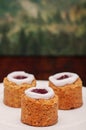 Runeberg`s tart or cake is a Finnish traditional dessert and pastry