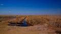 Runed Urga fishing village at the shore of Sudochye lake aka part of former Aral sea, Karakalpakstan, Uzbekistan Royalty Free Stock Photo