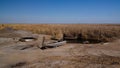 Runed Urga fishing village at the shore of Sudochye lake aka part of former Aral sea, Karakalpakstan, Uzbekistan