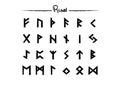 Viking runes, elder futhark alphabet. Retro norse scandinavian runes. Sketch celtic ancient letters. Old hieroglyphic occult set