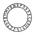 24 runes in circle. Vector set of ancient Old Norse runes Elder Futhark. Viking style, design template. Mystical