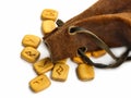 Runes in leather sack Royalty Free Stock Photo