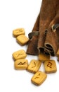 Runes in leather sack Royalty Free Stock Photo