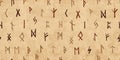 Runes, seamless pattern background. Ancient occult symbols