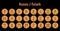 Runes. Vector runic alphabet. Old Norse, Scandinavian, Icelandic