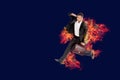 Runing burning businessman