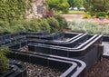 `Runnels`, a sculptural ceramic water feature by Gene Owns at the Forth Worth Botanic Garden.