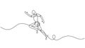 Runner Abstract character, Continuous one line drawing. Picasso style hand drawn sketch vector illustration. Gesture sport simple