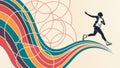 Runner on Abstract Wavy Path, Fitness and Progress, vector design Generative AI Royalty Free Stock Photo
