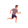 Runner athlete in motion. Cartoon flat man running