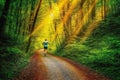 Runner athlete running on forest trail generative AI