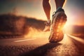 Runner athlete running on road. woman fitness jogging workout wellness concept. Generative AI