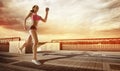 Runner athlete running at seaside. Royalty Free Stock Photo