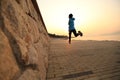 Runner athlete running at seaside Royalty Free Stock Photo