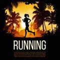Runner athlete running at tropical park. Woman fitness