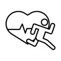 Runner avatar figure with heart cardio line style icon