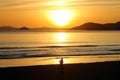 Runner on Beach with Sunset