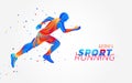 Runner with colorful spots on white background. Liquid design with colored paintbrush. Vector illustration of