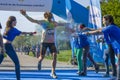 Runner covered with blue powder Royalty Free Stock Photo