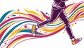 Runner Creating a Path of Colorful Swirling Lines Vector Graphic, vector design Generative AI Royalty Free Stock Photo