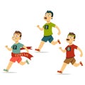 Runner crosses finish line. Vector charecter illustration Royalty Free Stock Photo