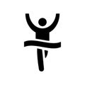 Runner crossing finish ribbon icon. Isolated vector sign symbol. Runner concept. Competition icon. Running sprinter athlete