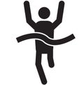 Runner crossing finish ribbon icon on white background. Runner concept. Running sprinter athlete sign. flat style