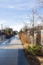 Runner and cyclist on bloomingdale trail in chicago Royalty Free Stock Photo