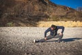 Runner doing stretching exercise