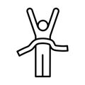 Runner with finish tape avatar figure line style icon