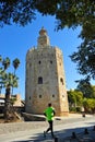 Runner in the Gold Tower, Seville, Spain Royalty Free Stock Photo