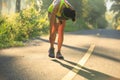 Runner got sports injury on knee Royalty Free Stock Photo