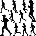 Runner group silhouette vector