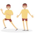 Runner happy man athlete jogging people`s character vector flat illustration.