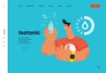 Runner - hydration, a young man with a bottle of isotonic drink, website template