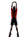 Runner jogger stretching warming up silhouette Royalty Free Stock Photo