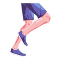 Runner legs flat illustration on isolated white background. Blue sneakers. Vector graphic design concept