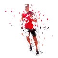 Runner, low polygonal vector illustration. Geometric sprinter, front view. Adult running man Royalty Free Stock Photo