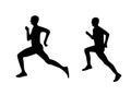 Runner man silhouette sprint illustration. Male marathon run action sport