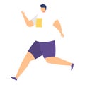 Runner in motion wearing shorts and t-shirt. Dynamic male athlete running, sports and fitness concept. Active lifestyle