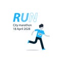 Runner with number on chest, city marathon advertising