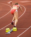 Runner Off the Starting Block Royalty Free Stock Photo