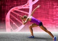 Runner with pink dna chain wall