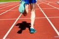 Runner practicing on a race track Royalty Free Stock Photo