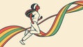 Runner on Rainbow Path: Dynamic Movement and Energy, vector design Generative AI Royalty Free Stock Photo