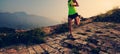 runner running at great wall on the top of mountain Royalty Free Stock Photo