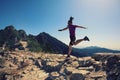 runner running at great wall on the top of mountain Royalty Free Stock Photo